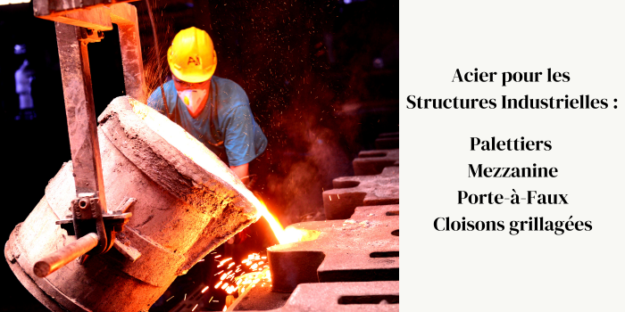 Acier pour les structures industrielles : Palettiers, Mezzanine, Porte-à-Faux, Cloisons grillagées